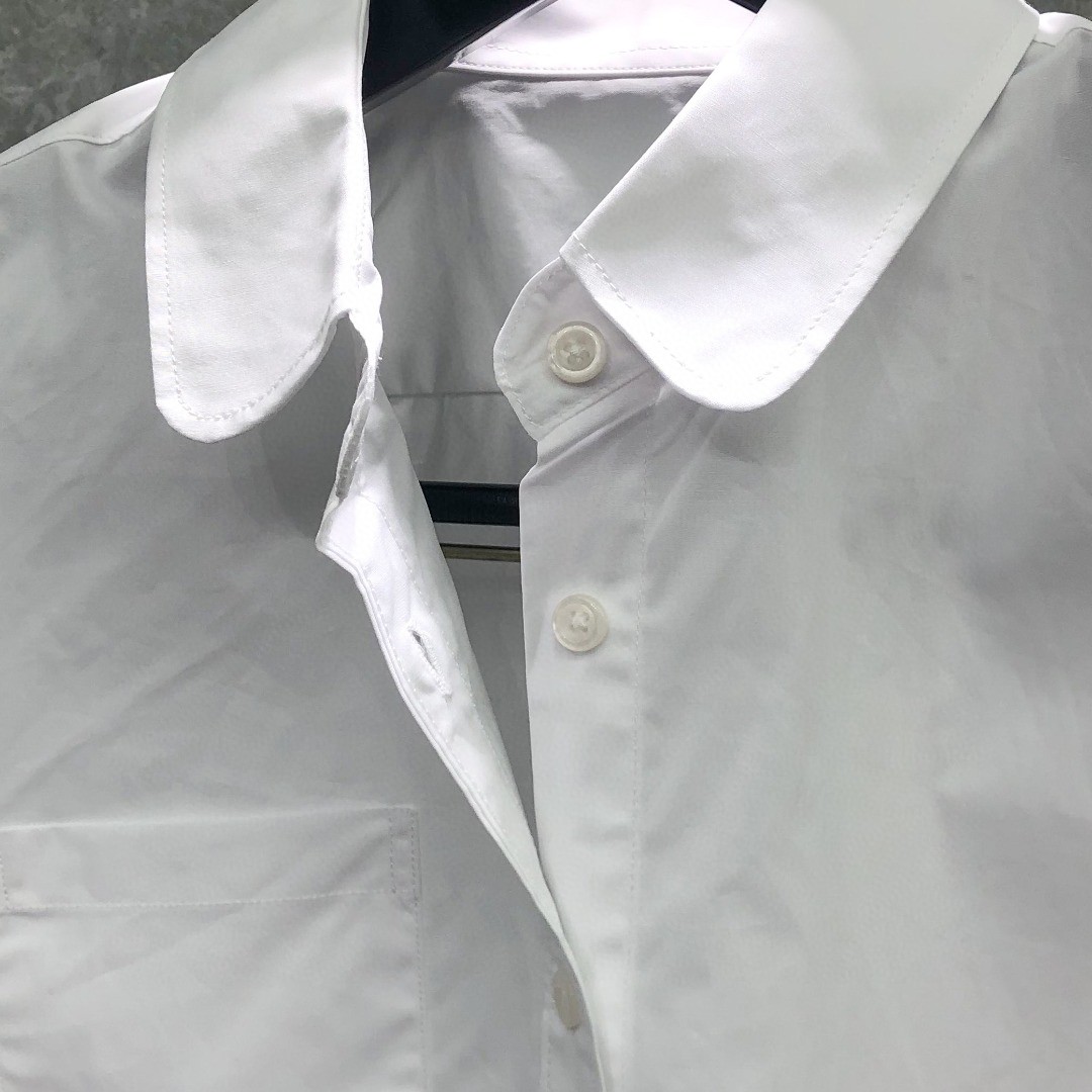 THOM BROWNE 纯色双袖织带短款衬衫 外套 长袖 女款 蓝色 白色 