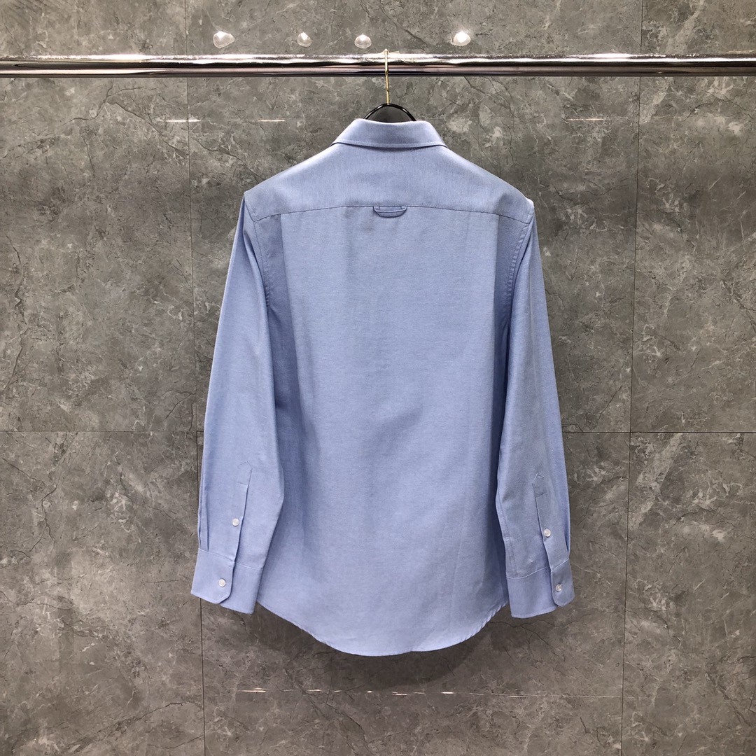 THOM BROWNE 红白蓝拼色织带单排扣衬衫 外套 长袖 白色 蓝色