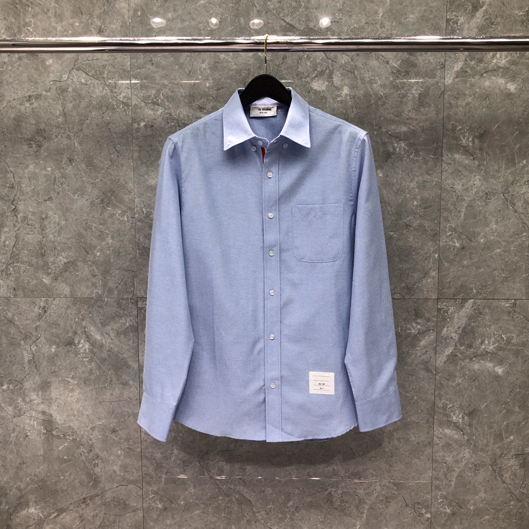 THOM BROWNE 红白蓝拼色织带单排扣衬衫 外套 长袖 白色 蓝色