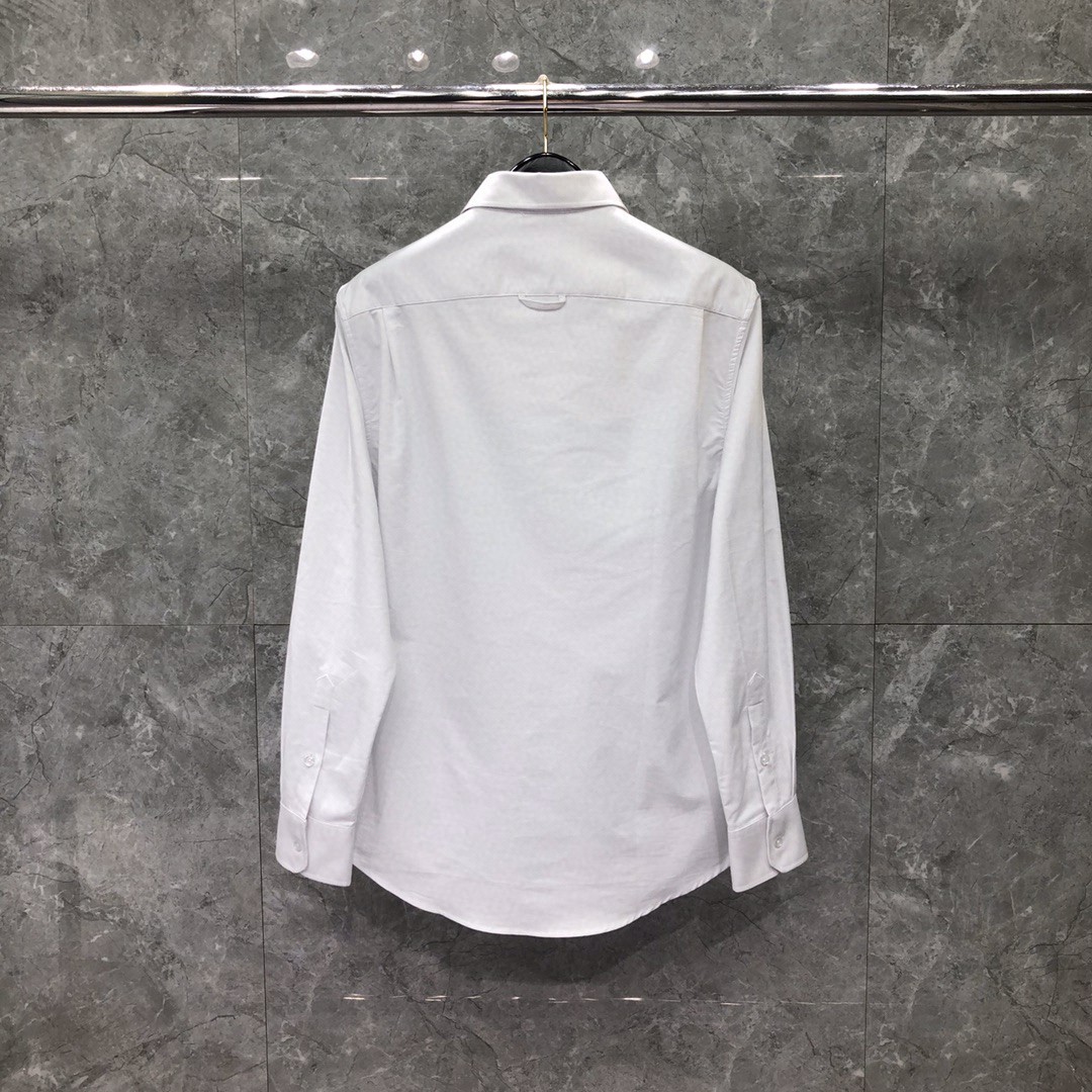 THOM BROWNE 红白蓝拼色织带单排扣衬衫 外套 长袖 白色 蓝色