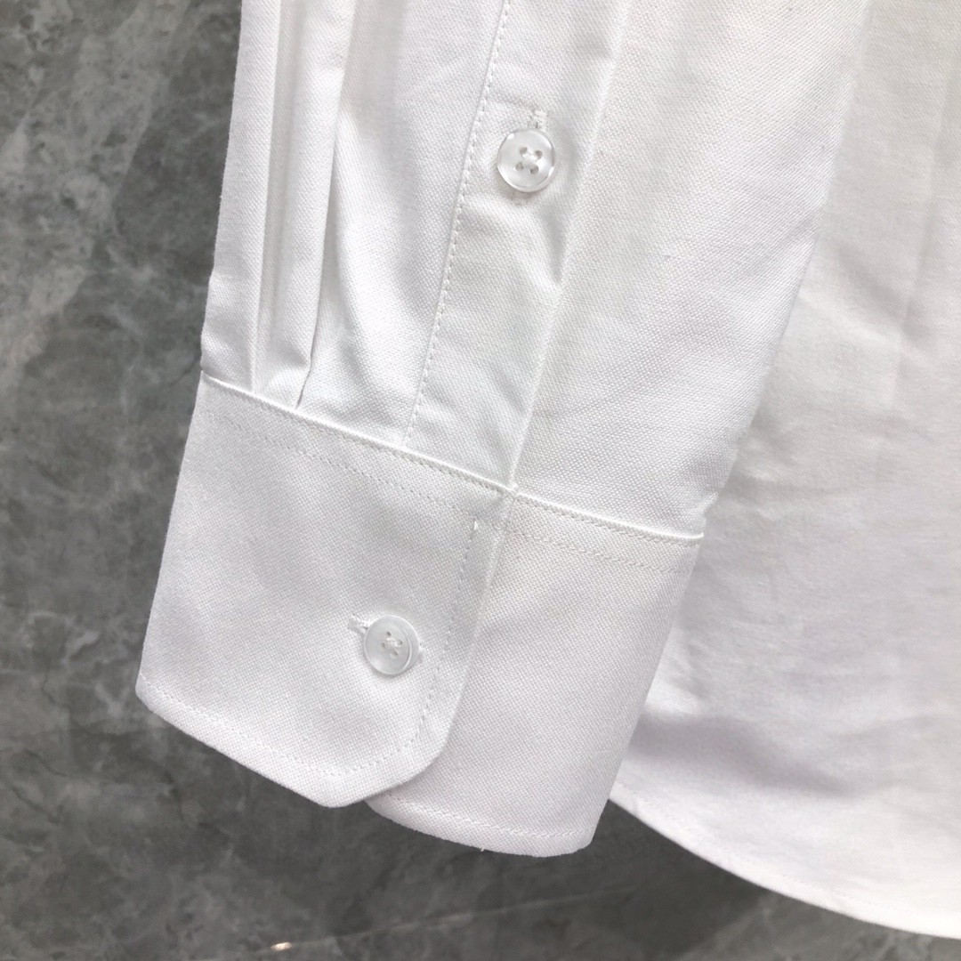 THOM BROWNE 双袖红白蓝拼色织带单排扣衬衫 外套 长袖 白色 蓝色