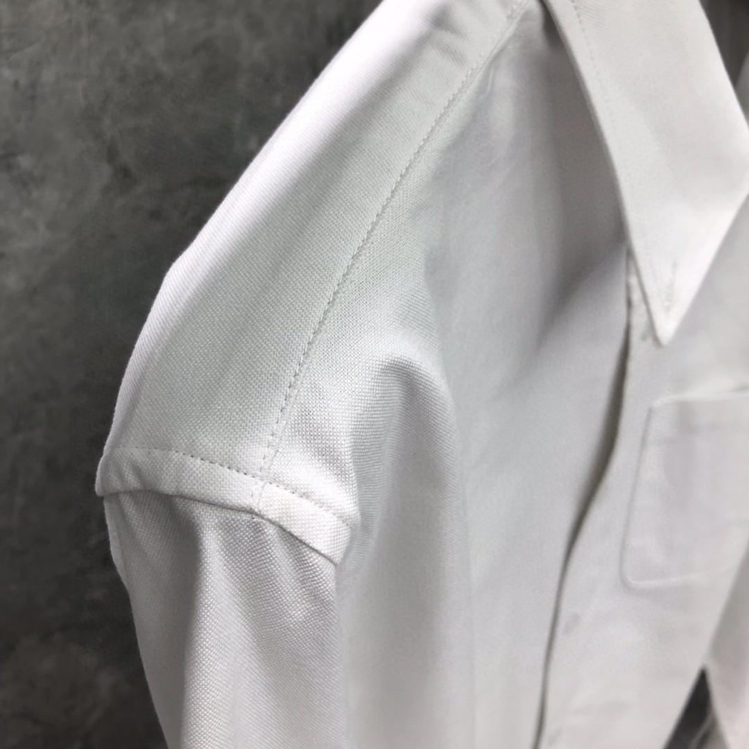 THOM BROWNE 双袖红白蓝拼色织带单排扣衬衫 外套 长袖 白色 蓝色