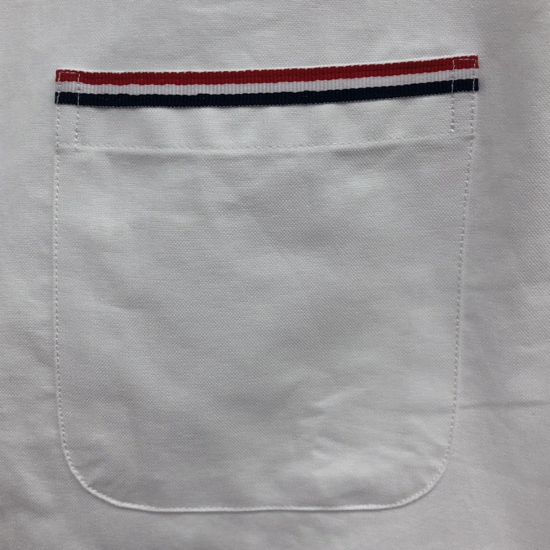 THOM BROWNE 红白蓝拼色织带单排扣衬衫 外套 长袖 白色