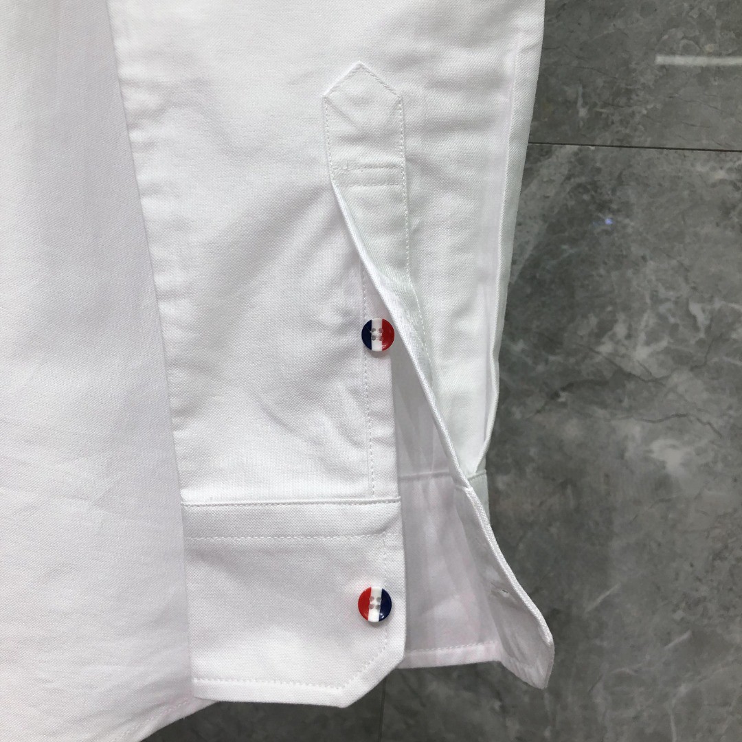 THOM BROWNE 黑色四杠口袋刺绣小狗图案单排扣衬衫 外套 长袖 白色