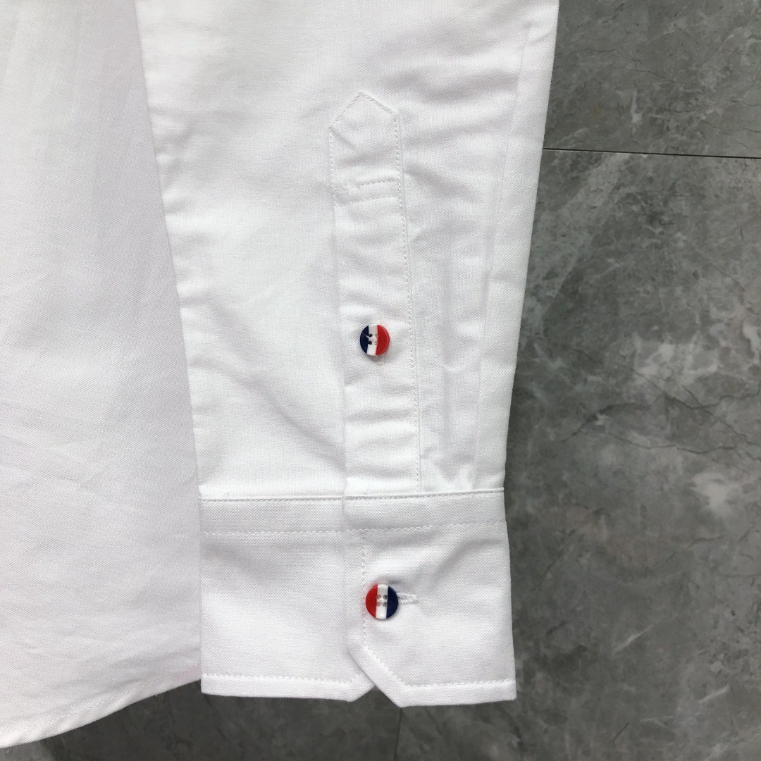 THOM BROWNE 黑色四杠口袋刺绣小狗图案单排扣衬衫 外套 长袖 白色