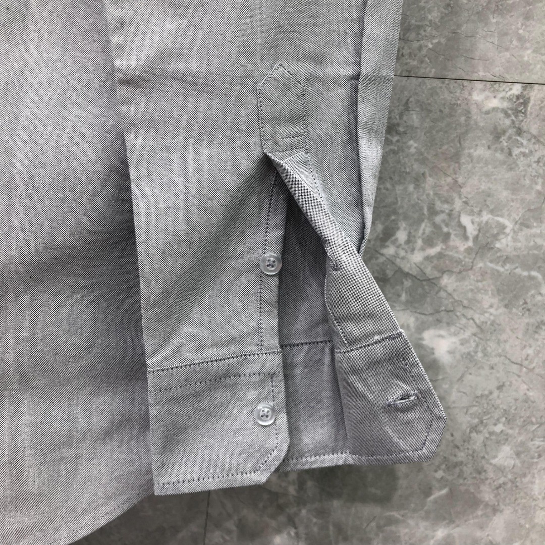 THOM BROWNE 领中织带单排扣衬衫 外套 长袖 灰色