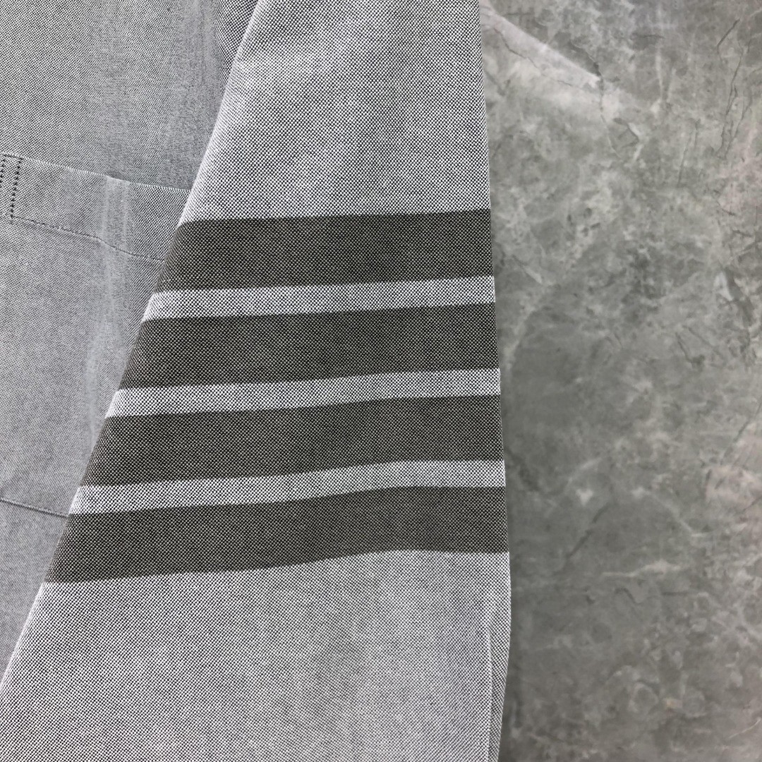 THOM BROWNE 领中织带单排扣衬衫 外套 长袖 灰色