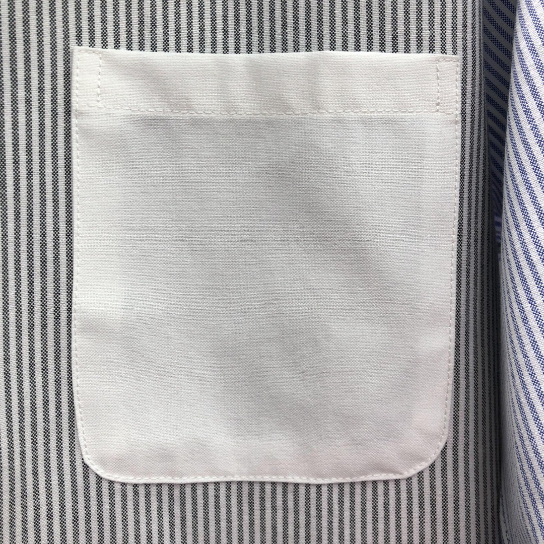 THOM BROWNE 拼色条纹单排扣衬衫 外套 长袖 灰蓝色