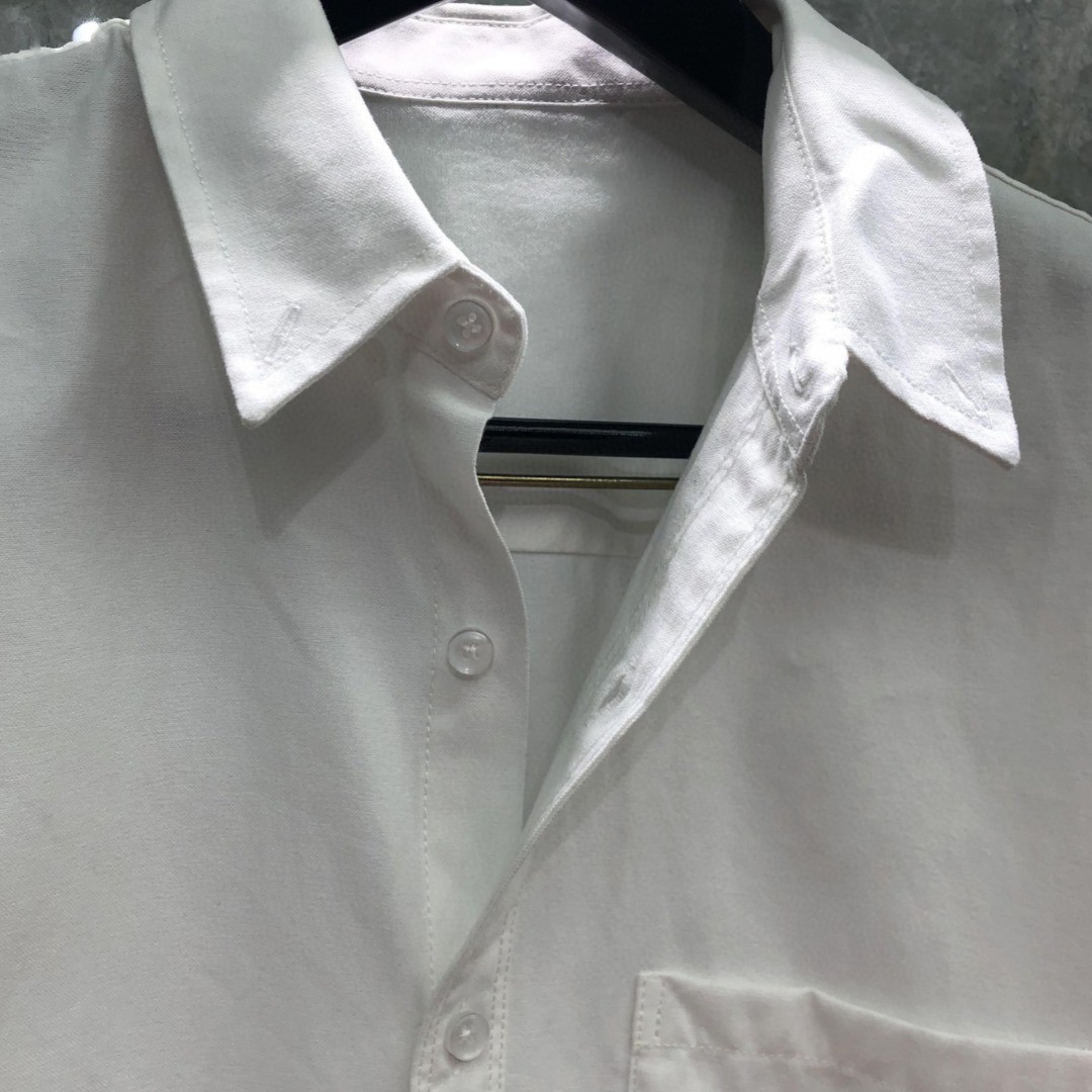 THOM BROWNE 灰色斜纹四杠单排扣衬衫 外套 长袖 白色 灰色