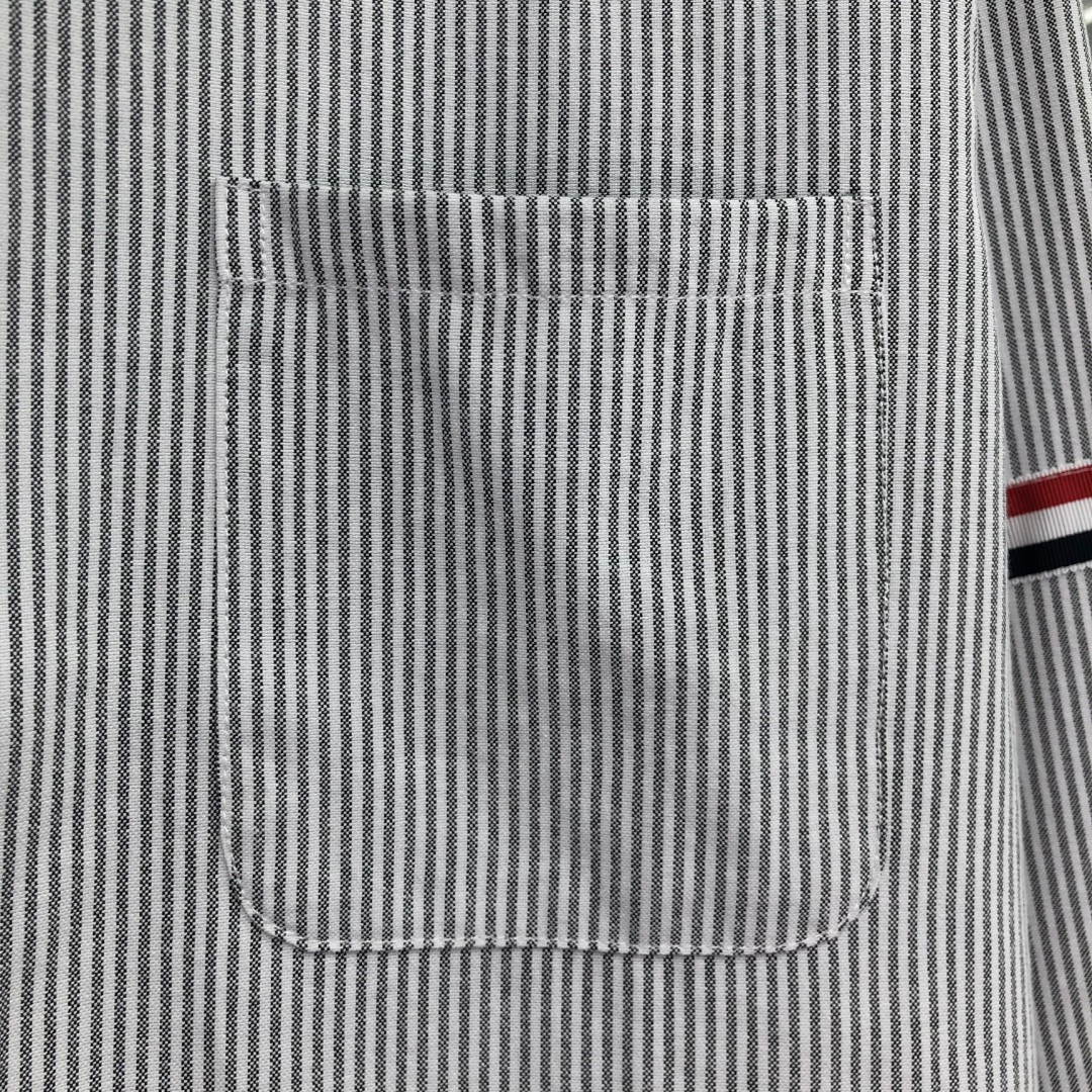 THOM BROWNE 袖口拼色条纹单排扣衬衫 外套 长袖 蓝色 灰色