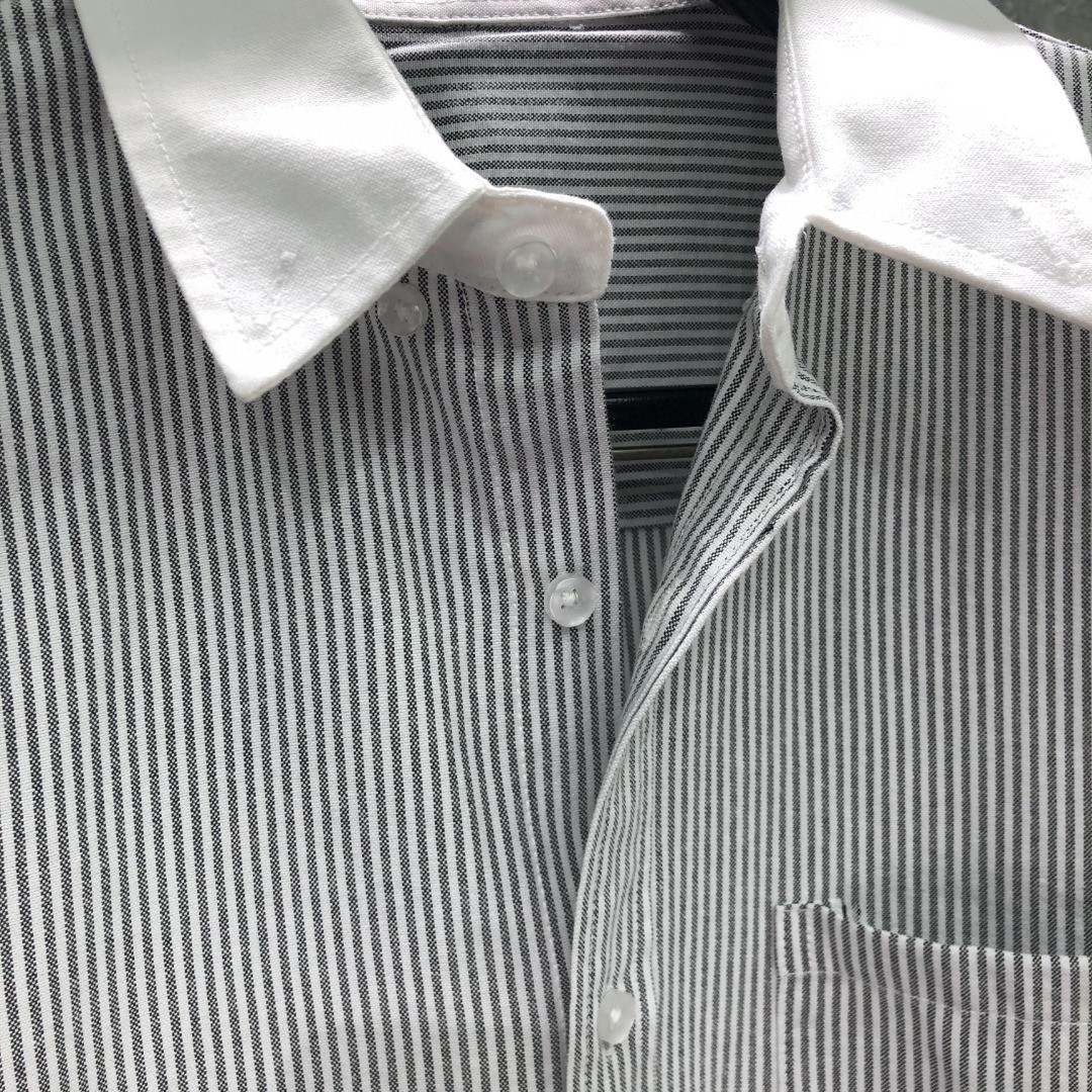 THOM BROWNE 袖口拼色条纹单排扣衬衫 外套 长袖 蓝色 灰色