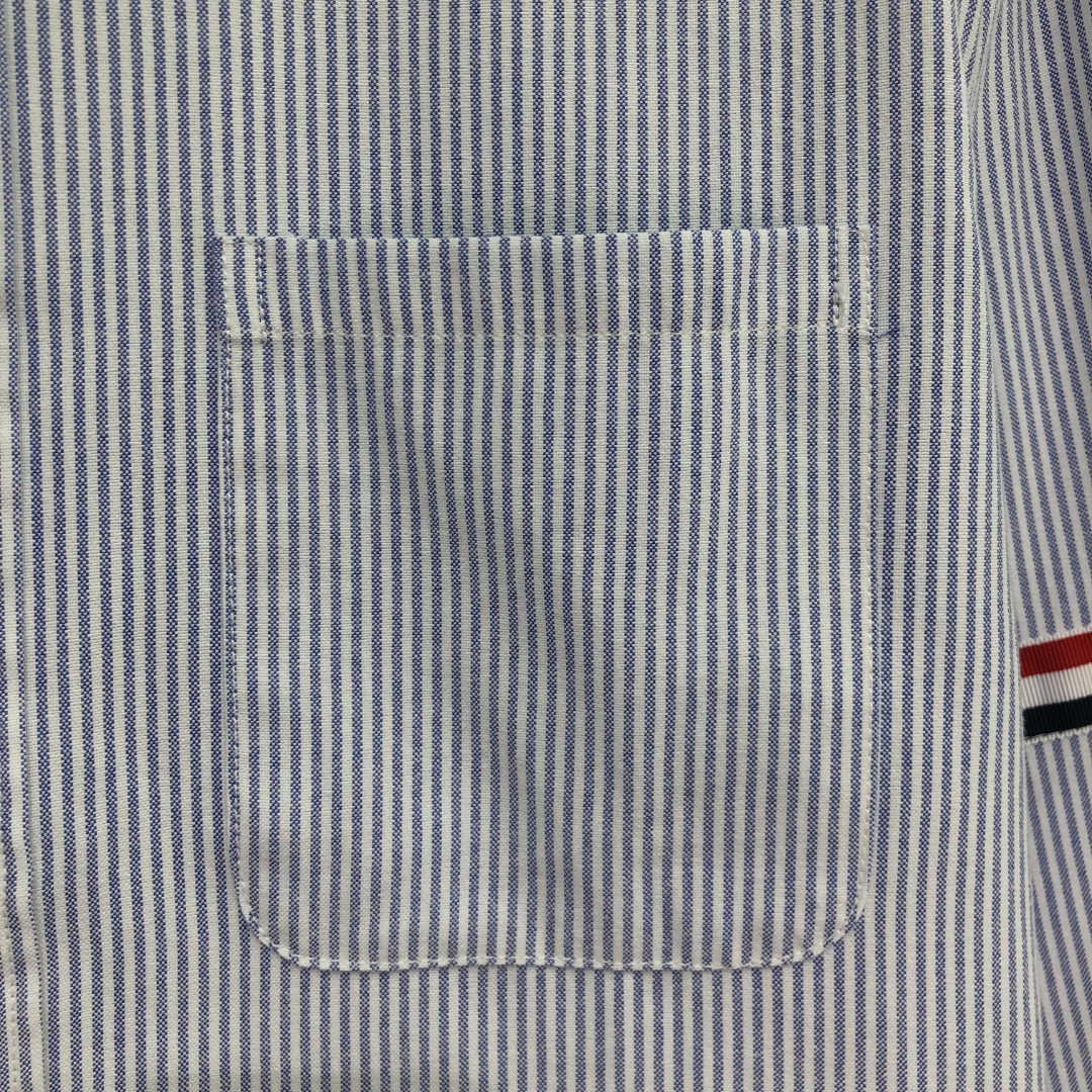 THOM BROWNE 袖口拼色条纹单排扣衬衫 外套 长袖 蓝色 灰色