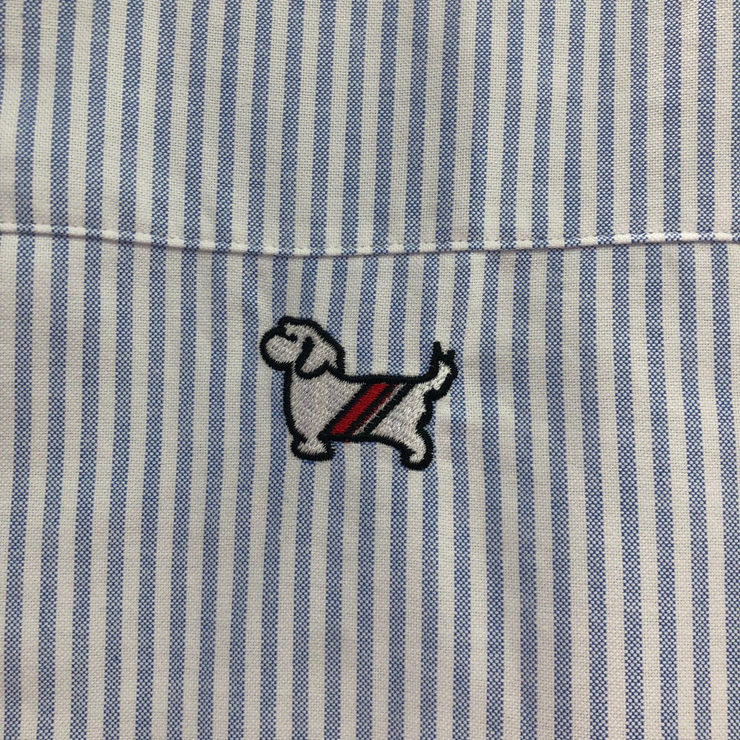 THOM BROWNE 双袖织带刺绣小狗图案条纹单排扣衬衫 外套 长袖 蓝色