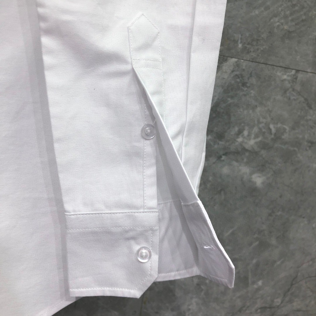 THOM BROWNE 四杠玫瑰刺绣图案单排扣衬衫 外套 长袖 白色 MWL272E-E1060-100