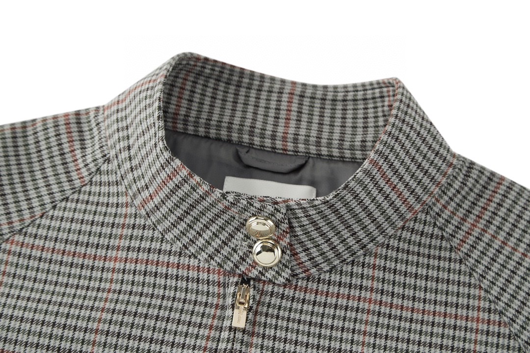 MIU MIU 缪缪 千鸟格logo徽标羊毛拉链夹克 外套 长袖 灰色 ML943-15PK-F0480-S-232