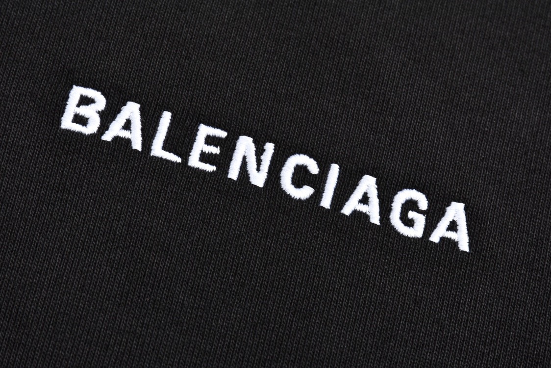 Balenciaga 巴黎世家 刺绣字母logo半拉链立领卫衣 外套 长袖 黑色 