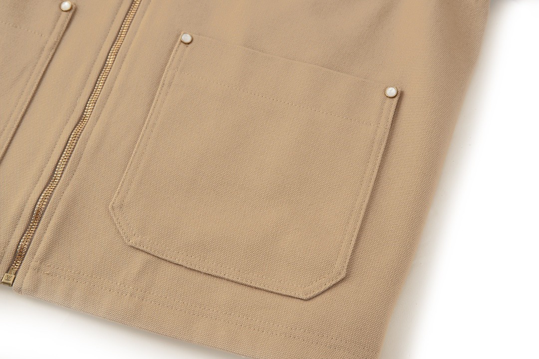 LOUIS VUITTON 路易威登 logo字母口袋拉链工装夹克 外套 长袖 杏色 1AGITA