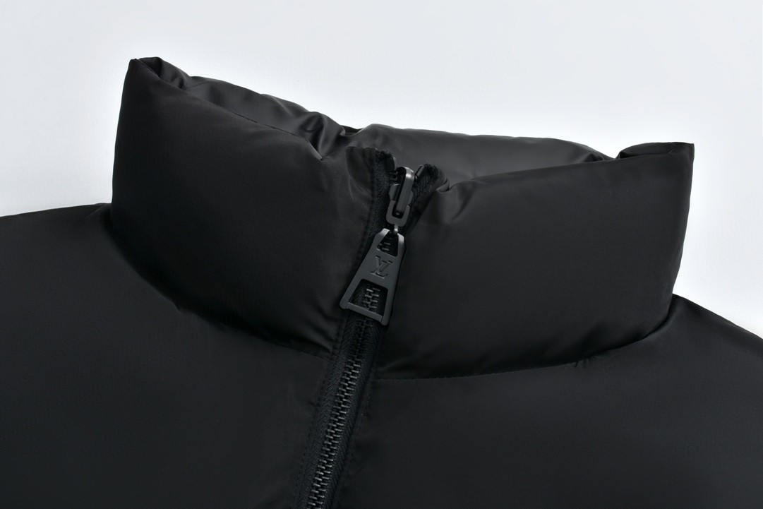 LOUIS VUITTON 路易威登 浮雕压花双面两穿拉链立领羽绒服 外套 长袖 黑色