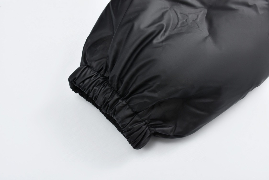 LOUIS VUITTON 路易威登 浮雕压花双面两穿拉链立领羽绒服 外套 长袖 黑色