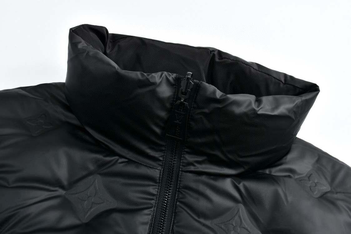 LOUIS VUITTON 路易威登 浮雕压花双面两穿拉链立领羽绒服 外套 长袖 黑色