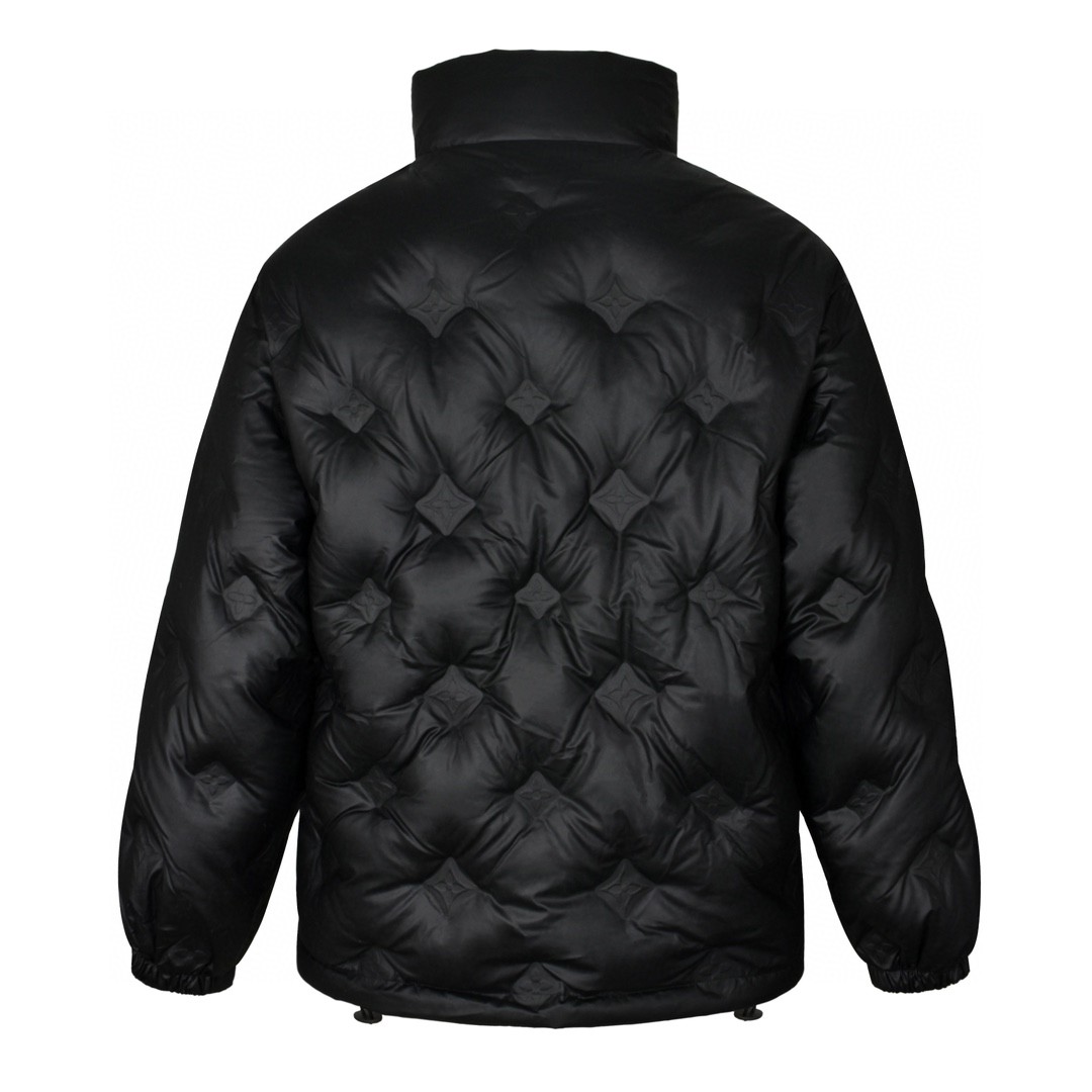 LOUIS VUITTON 路易威登 浮雕压花双面两穿拉链立领羽绒服 外套 长袖 黑色