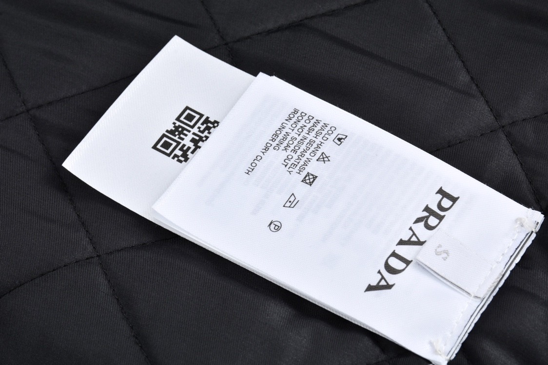 PRADA 普拉达 logo徽标拉链牛仔外套 夹克 棉服 长袖 黑棕色 GEB268-142D-F0631-S-OOO