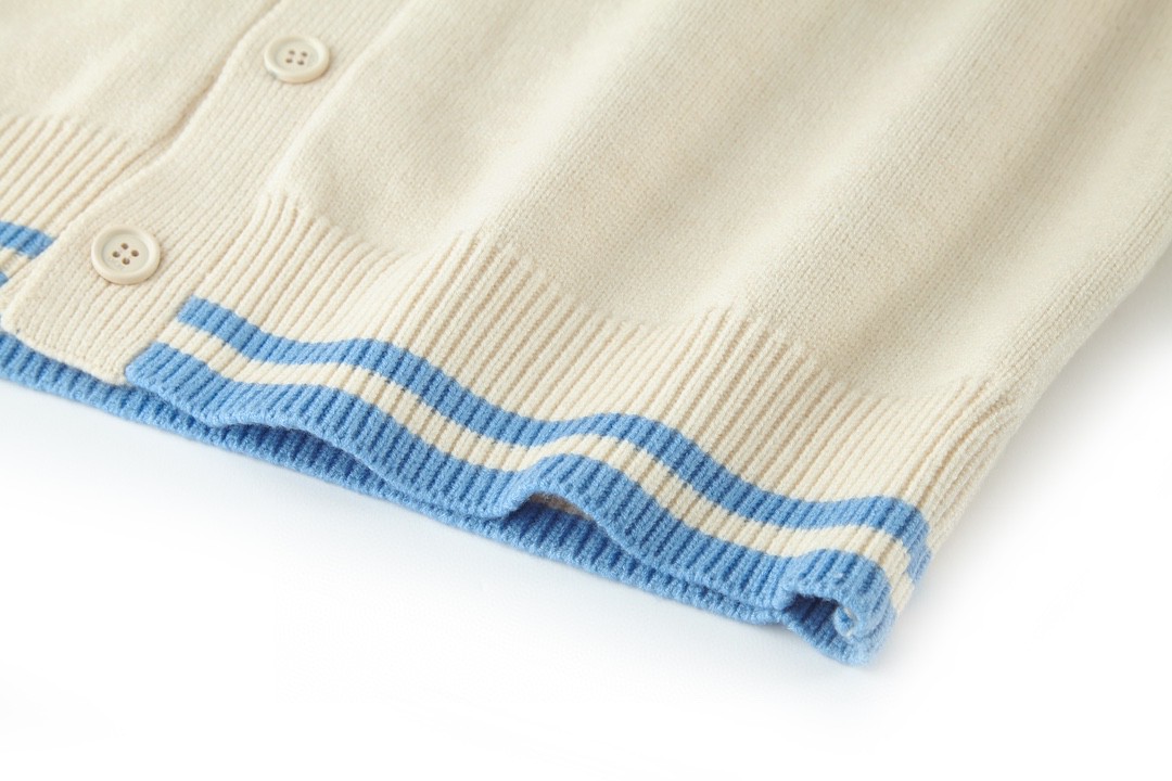 DIOR 迪奥 字母logo刺绣V领毛衣 针织衫 开衫 长袖 米色 443M204AT879-C085