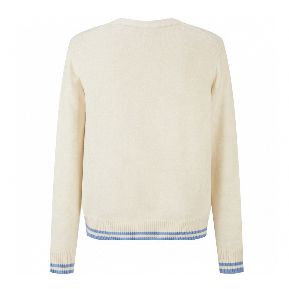 DIOR 迪奥 字母logo刺绣V领毛衣 针织衫 开衫 长袖 米色 443M204AT879-C085