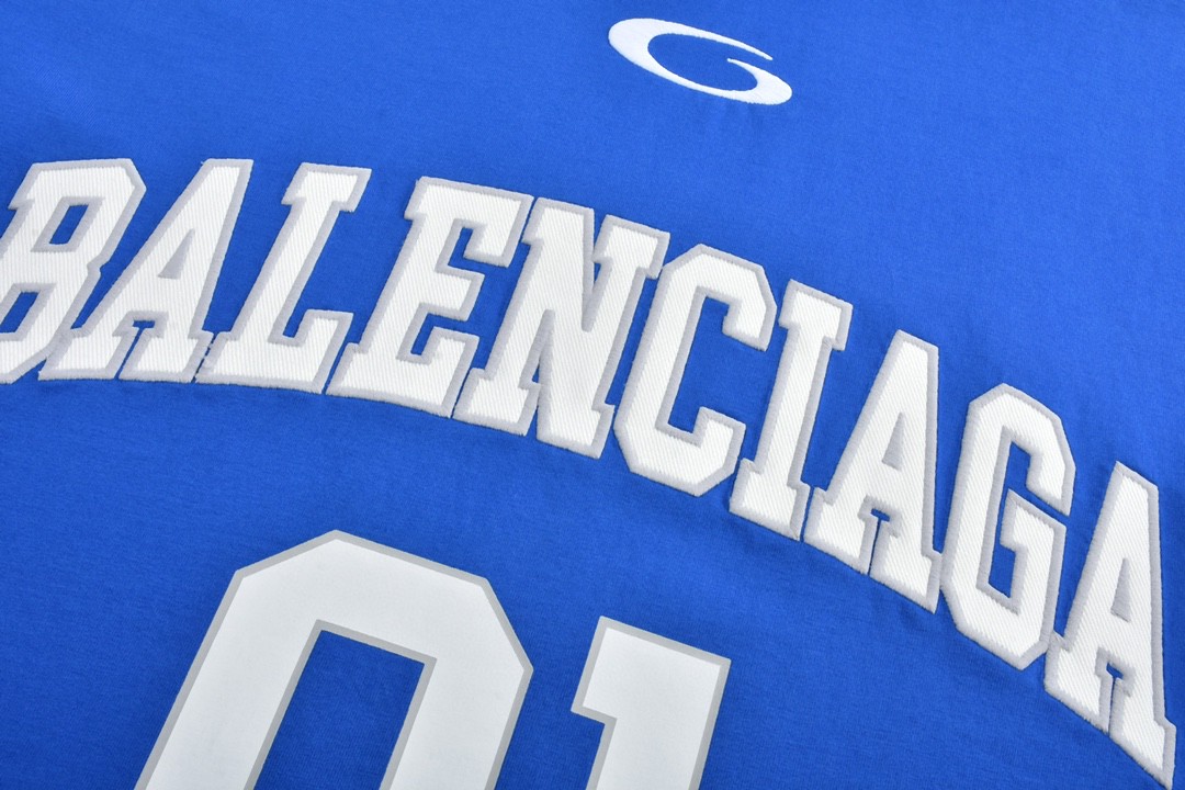 Balenciaga 巴黎世家 字母logo篮球01号印花圆领短袖 T恤 夏季 黑色 白色 蓝色 紫色 787349TRVW91055