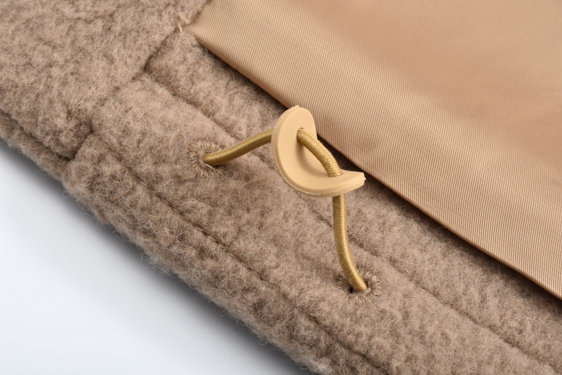 MIU MIU 缪缪 纯色logo贴布羊毛拉链连帽夹克 外套 长袖 棕色 ML1140-16DA-F0040-S-OOO