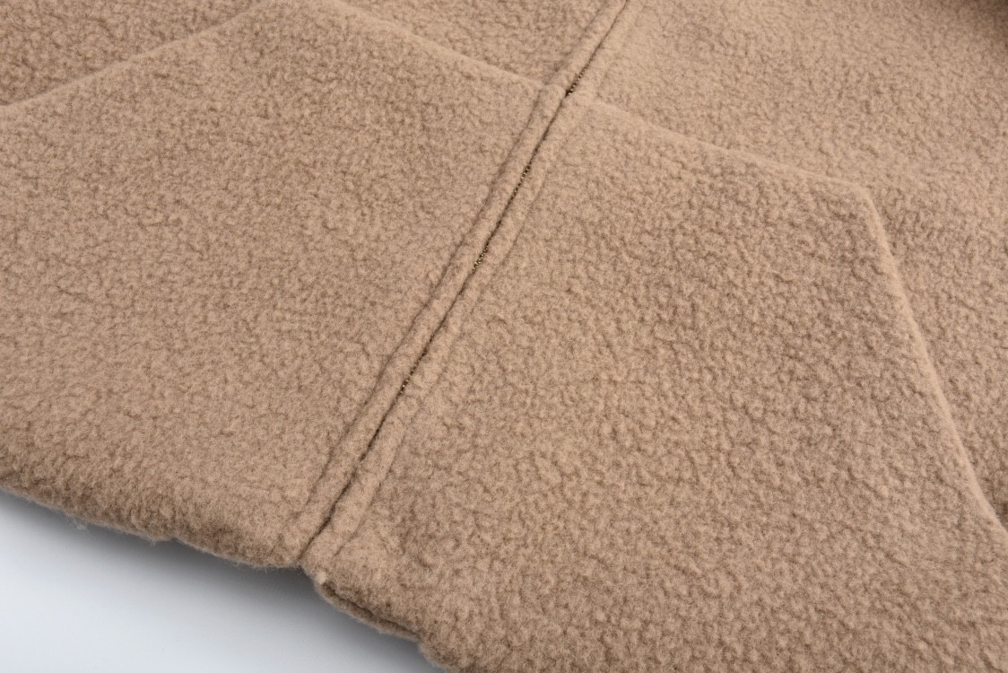 MIU MIU 缪缪 纯色logo贴布羊毛拉链连帽夹克 外套 长袖 棕色 ML1140-16DA-F0040-S-OOO