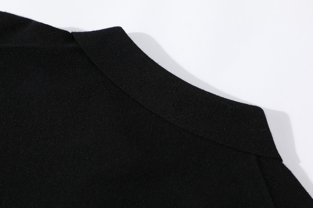 MIU MIU 字母logo徽标羊毛Polo衫 短袖 T恤 夏季 黑色 