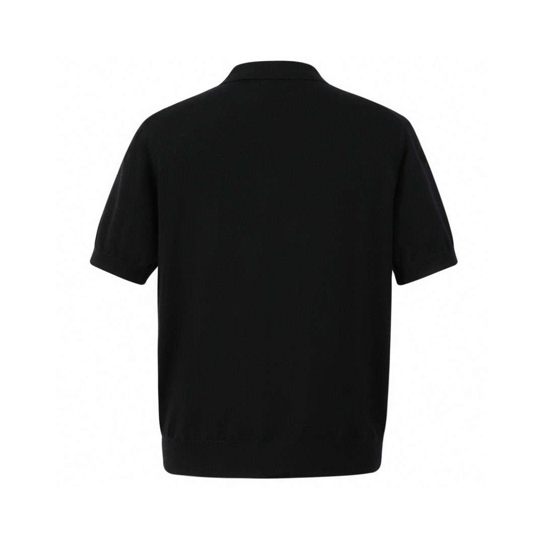 MIU MIU 字母logo徽标羊毛Polo衫 短袖 T恤 夏季 黑色 