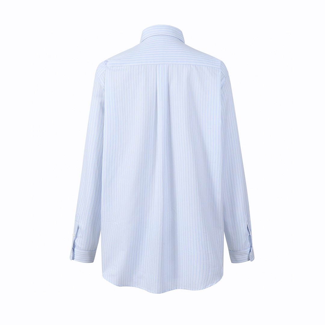 MIU MIU 缪缪 刺绣字母logo条纹衬衫 外套 长袖 蓝色