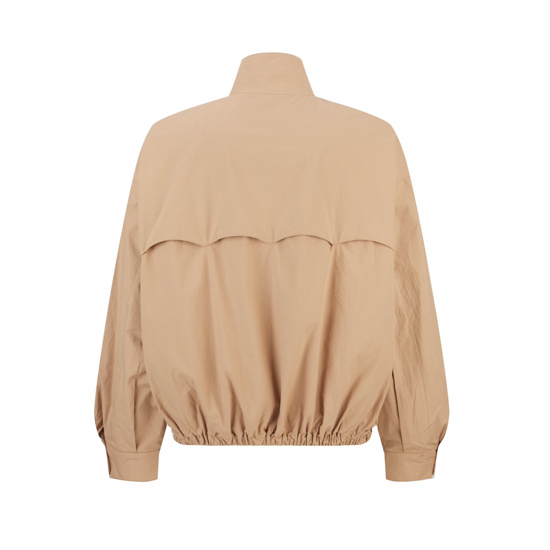 MIU MIU 缪缪 纯色logo徽标夹克 外套 长袖 卡其色