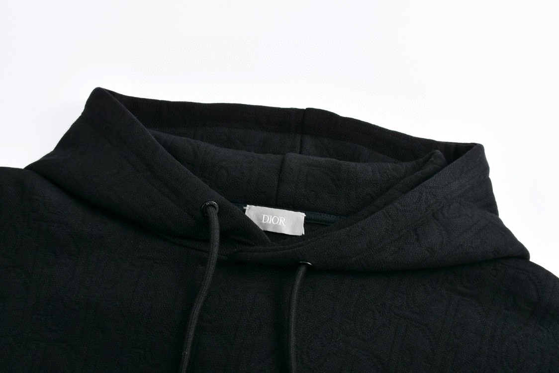 DIOR 迪奥 暗纹字母logo提花连帽卫衣 外套 长袖 黑色 513J626A0978-C900