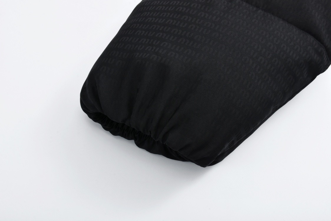 MIU MIU 缪缪 暗纹字母logo满印拉链棉服 夹克 外套 长袖 灰色 黑色