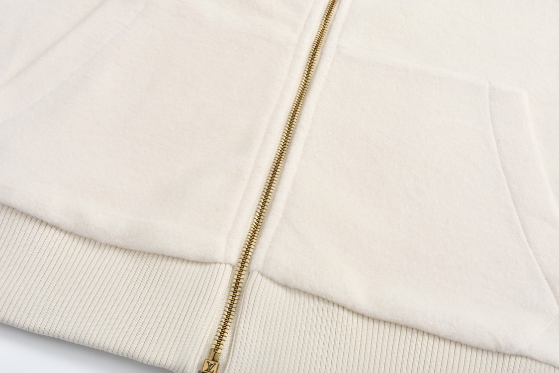 LOUIS VUITTON 路易威登 纯色字母logo徽标羊毛拉链夹克 外套 长袖 白色 1AGJXF
