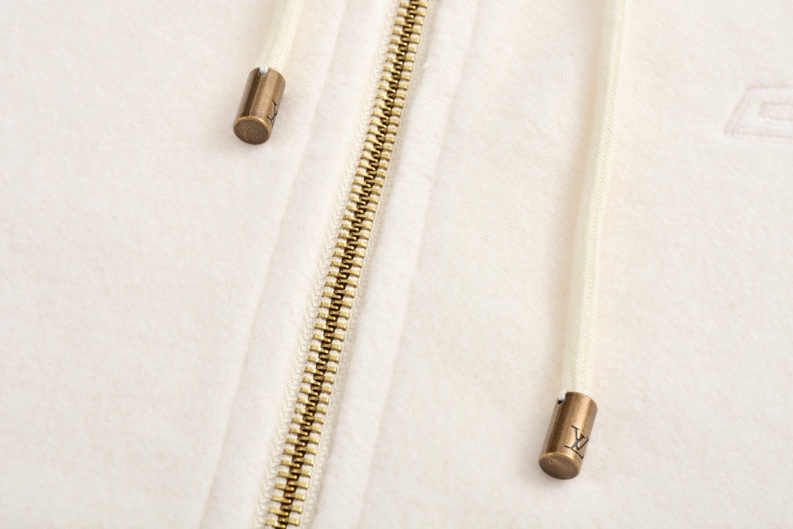 LOUIS VUITTON 路易威登 纯色字母logo徽标羊毛拉链夹克 外套 长袖 白色 1AGJXF