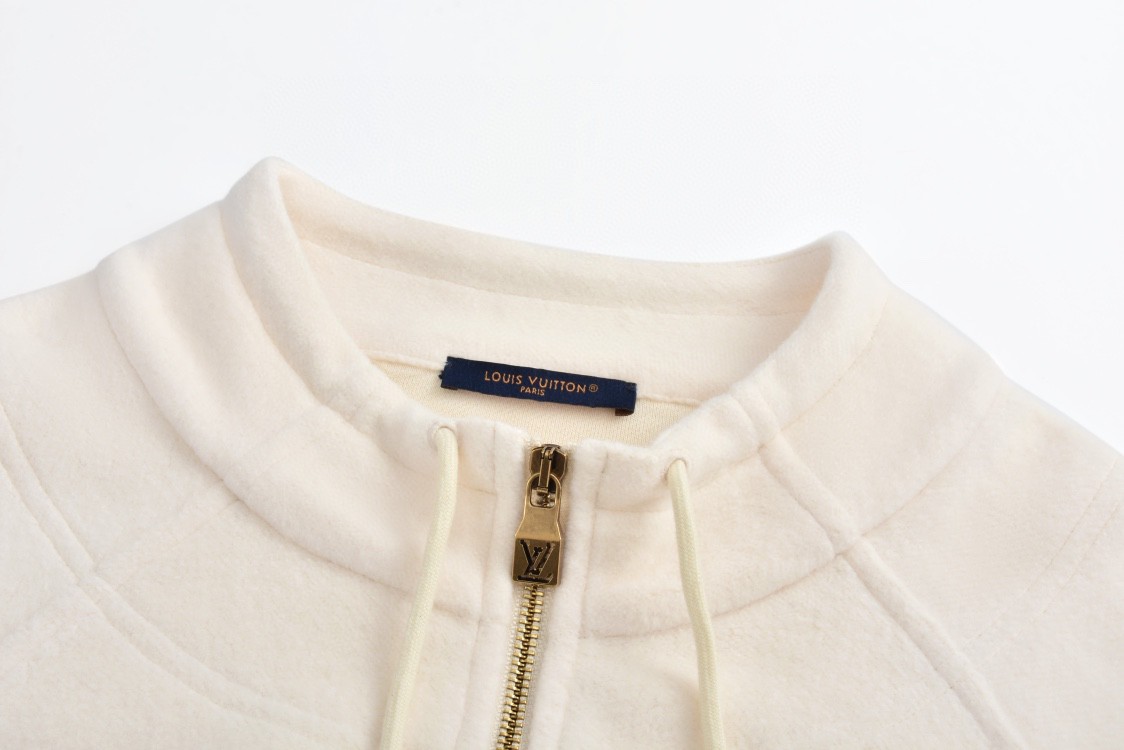 LOUIS VUITTON 路易威登 纯色字母logo徽标羊毛拉链夹克 外套 长袖 白色 1AGJXF
