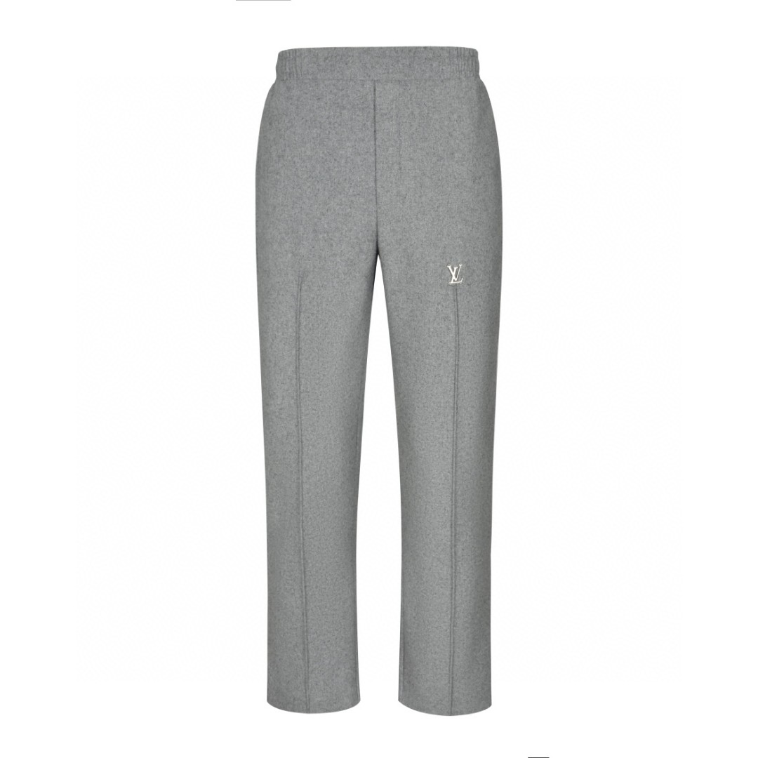 LOUIS VUITTON FW24 路易威登 字母铁标羊毛长裤 休闲裤 裤子 灰色