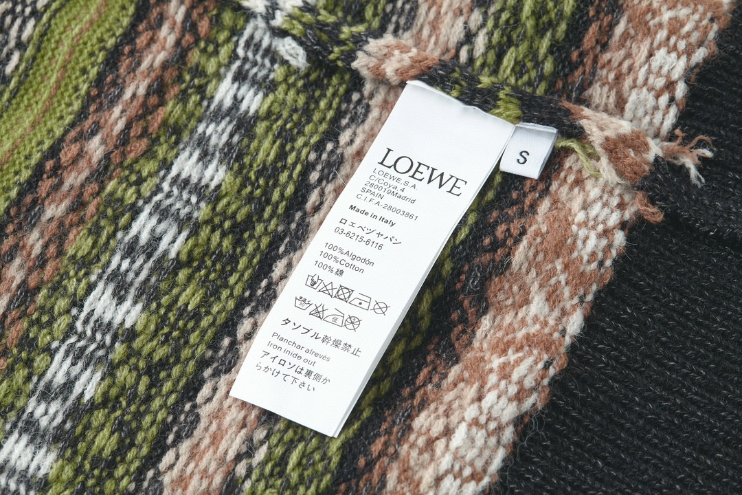 LOEWE 罗意威 图案提花翻领毛衣 长袖 绿色 H526Y14KHU-4061