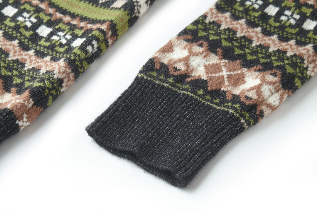 LOEWE 罗意威 图案提花翻领毛衣 长袖 绿色 H526Y14KHU-4061