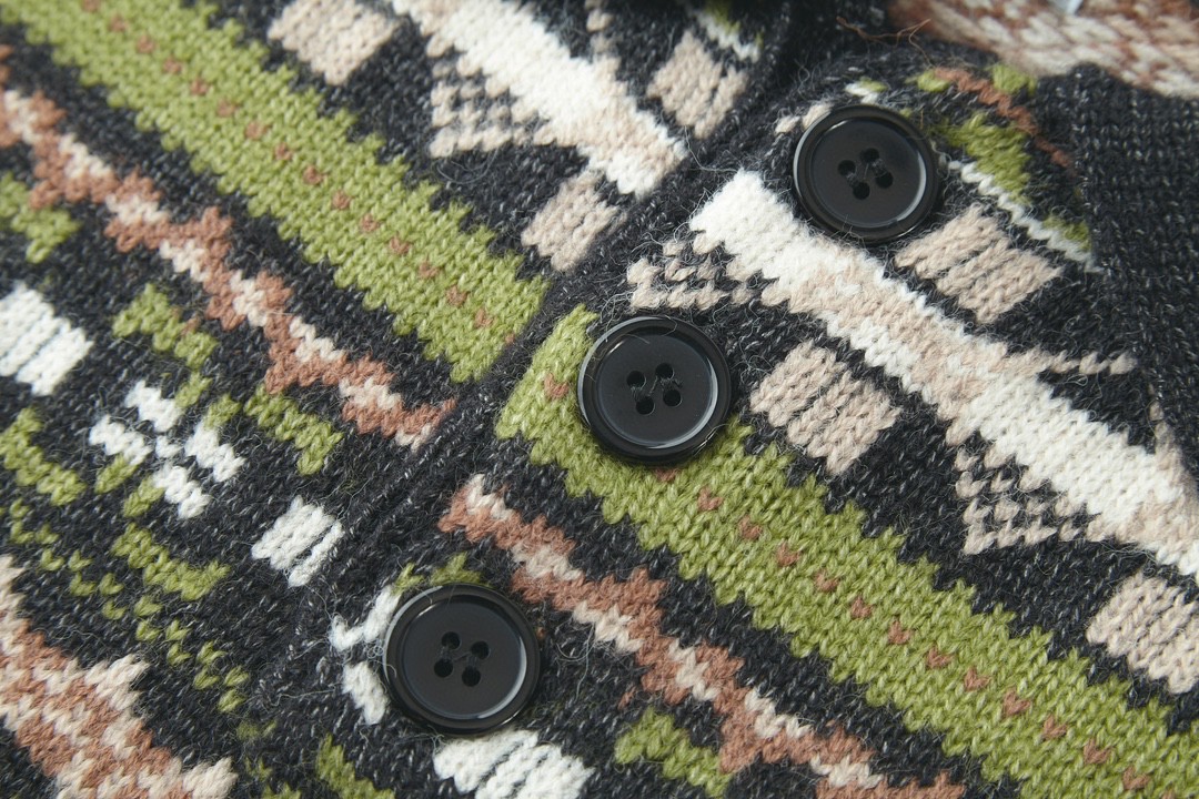 LOEWE 罗意威 图案提花翻领毛衣 长袖 绿色 H526Y14KHU-4061