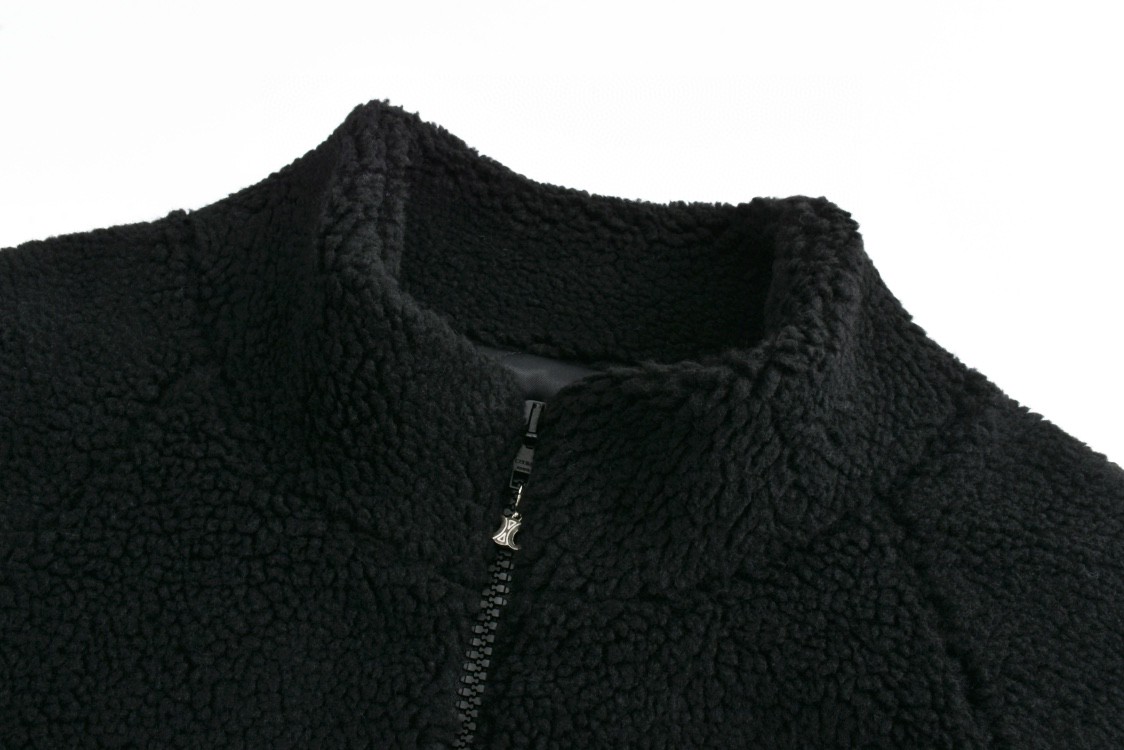 CELINE 赛琳 口袋字母logo羊羔毛泰迪拉链立领夹克 外套 长袖 黑色