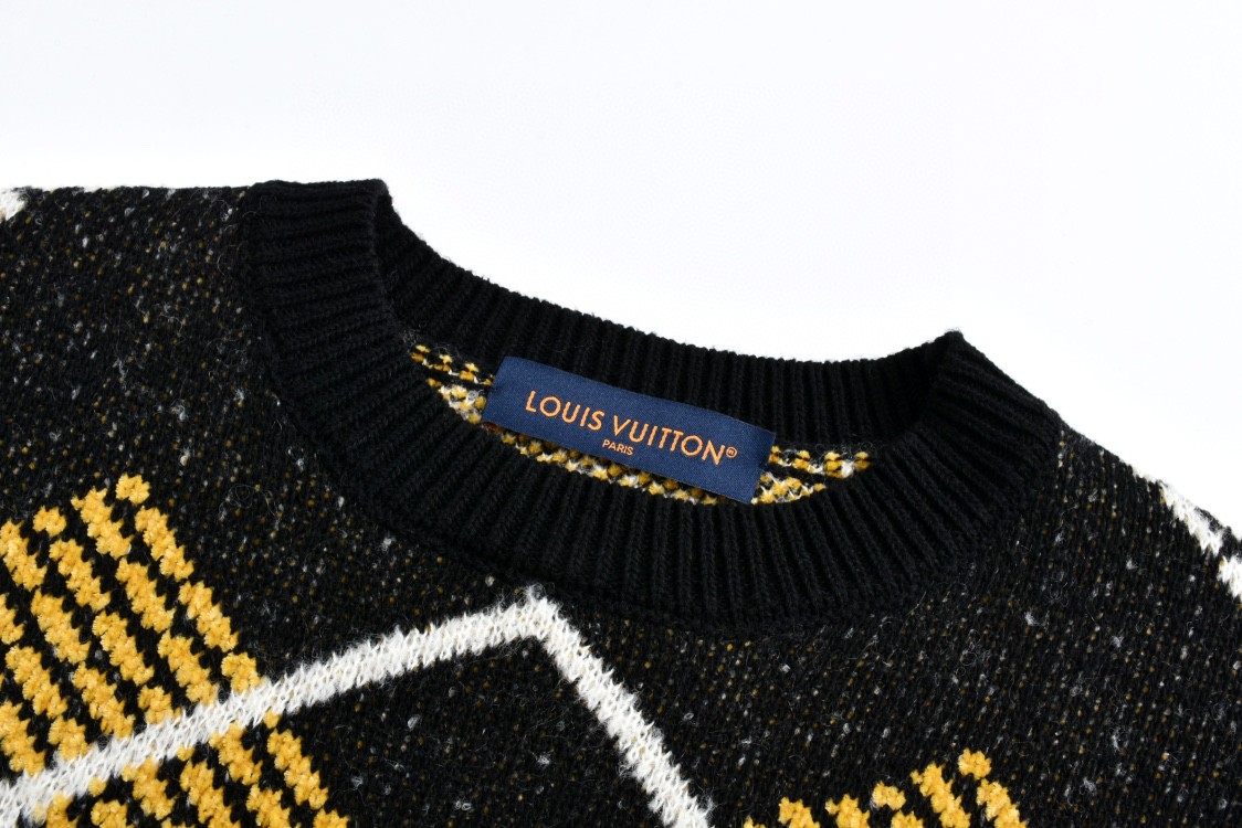 LOUIS VUITTON 路易威登 拼色棋盘格毛衣 长袖 1AGJSR