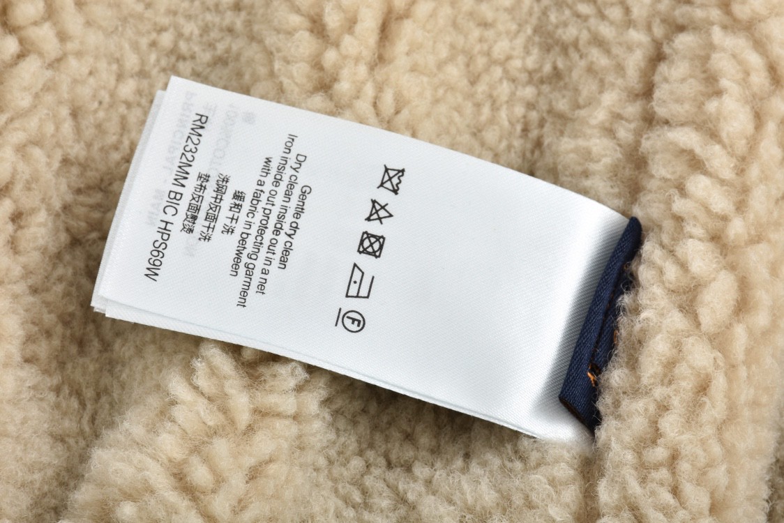 LOUIS VUITTON 路易威登 棋盘格羊羔毛拉链立领牛仔夹克 外套 长袖 蓝色 1AGINO