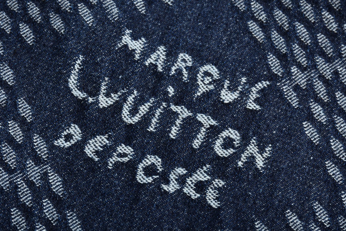 LOUIS VUITTON 路易威登 棋盘格羊羔毛拉链立领牛仔夹克 外套 长袖 蓝色 1AGINO