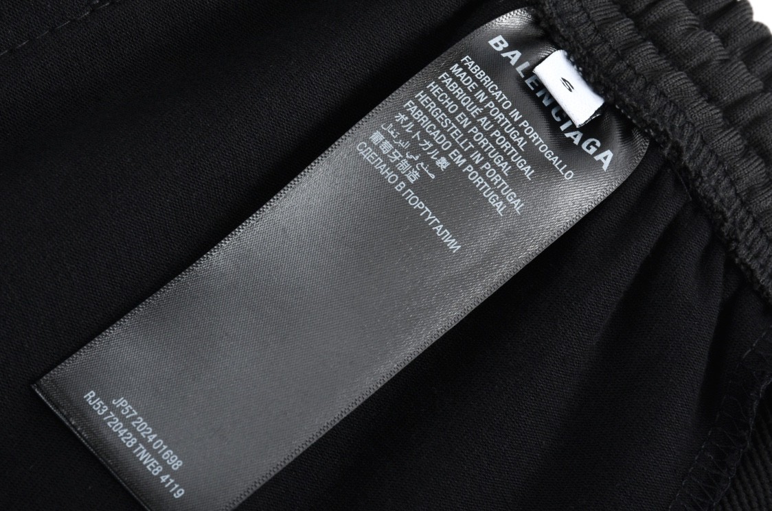 Balenciaga 巴黎世家 刺绣字母logo松紧腰运动裤 长裤 裤子 休闲裤 黑色 