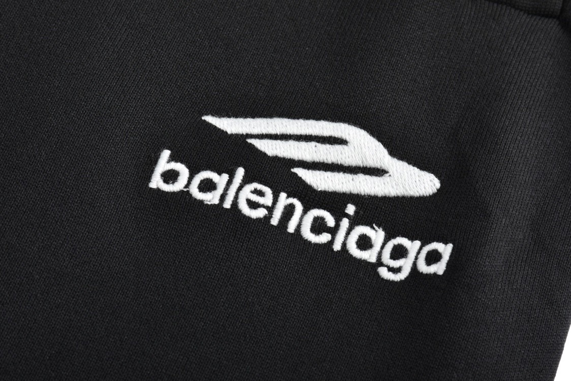 Balenciaga 巴黎世家 刺绣字母logo松紧腰运动裤 长裤 裤子 休闲裤 黑色 